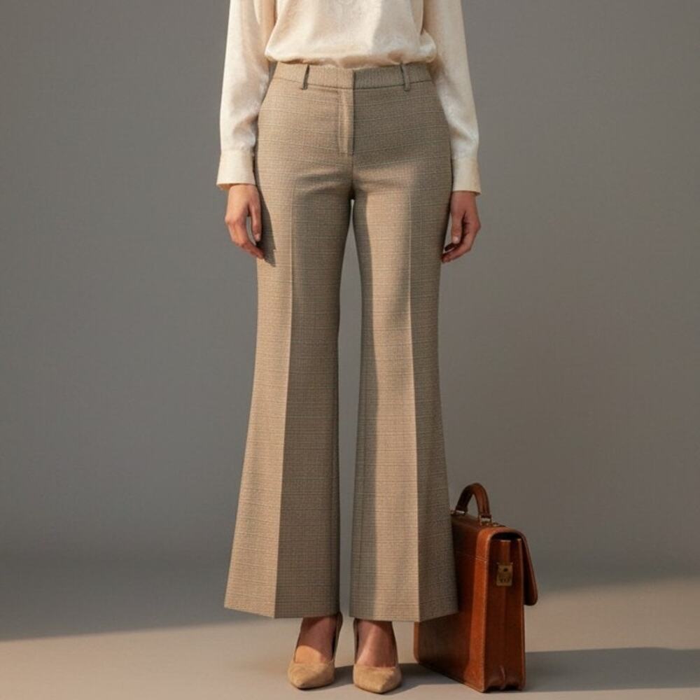 Gianni Bini Trouser Pants Womens Size 8 Khaki Twill Striped Bootcut Preppy Chic